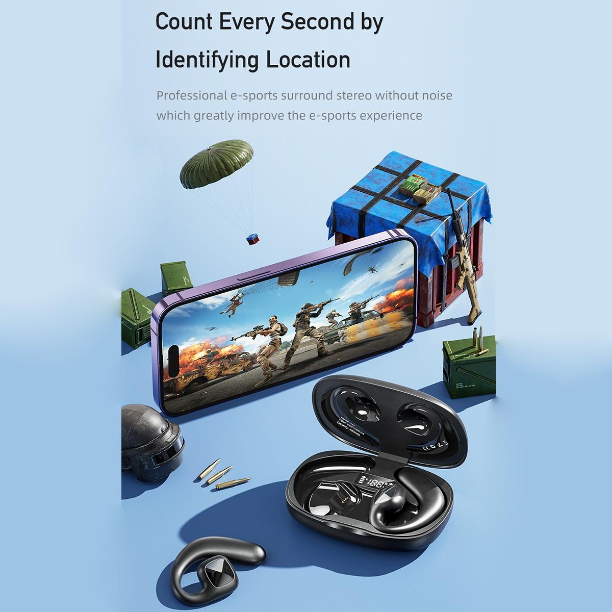 Wireless Tws Bluetooth Earbuds with Air Conduction Technology - Purple