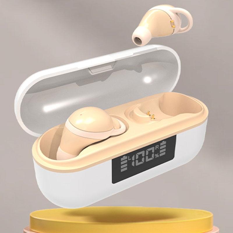 Wireless Noise-cancelling Earbuds with Digital Display and Charging Case - Black