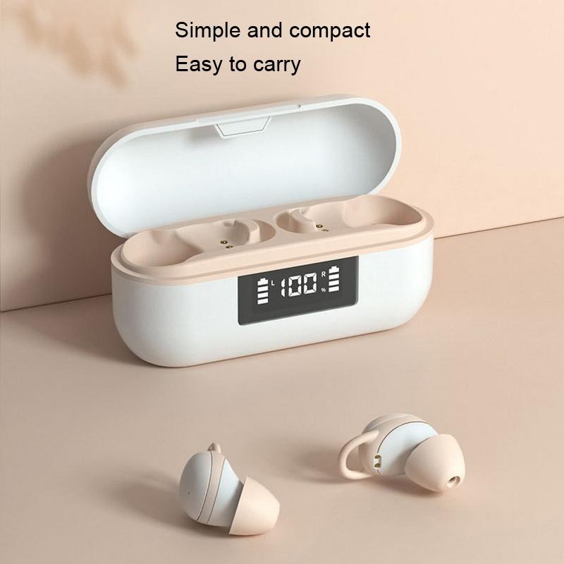 Wireless Noise-cancelling Earbuds with Digital Display and Charging Case - Black
