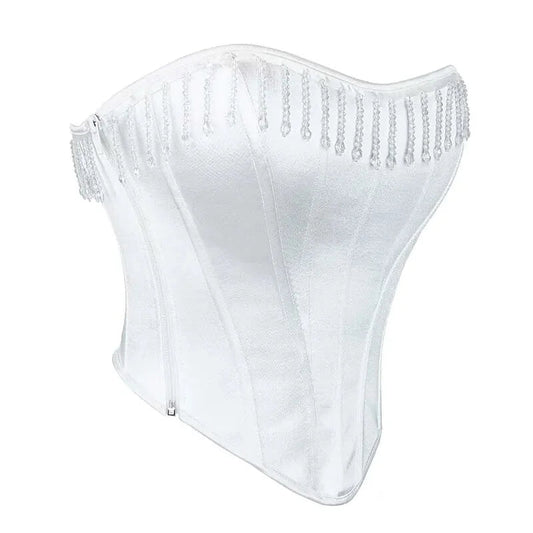 Strapless Push-Up Wedding Bra White Bustier Vest With Zip - Xxl