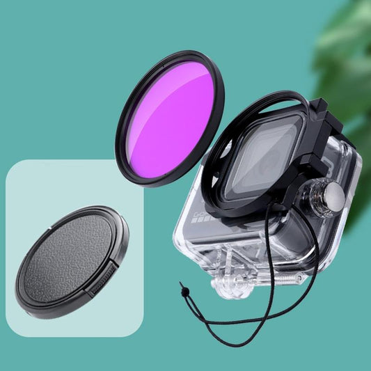 58mm Dive Housing Lens Filter for Gopro Hero8 with Waterproof Case - Purple