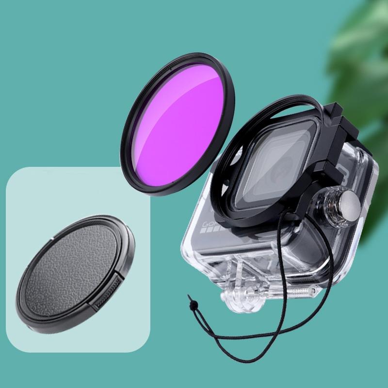 58mm Dive Housing Lens Filter for Gopro Hero8 with Waterproof Case - Purple