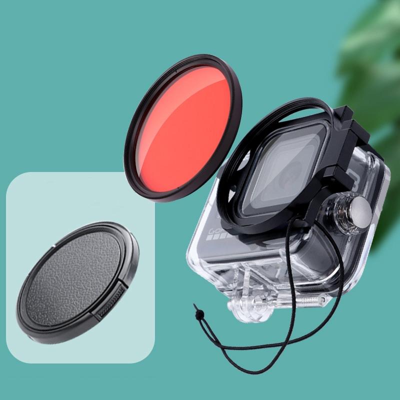 58mm Dive Housing Lens Filter for Gopro Hero8 with Waterproof Case - Red