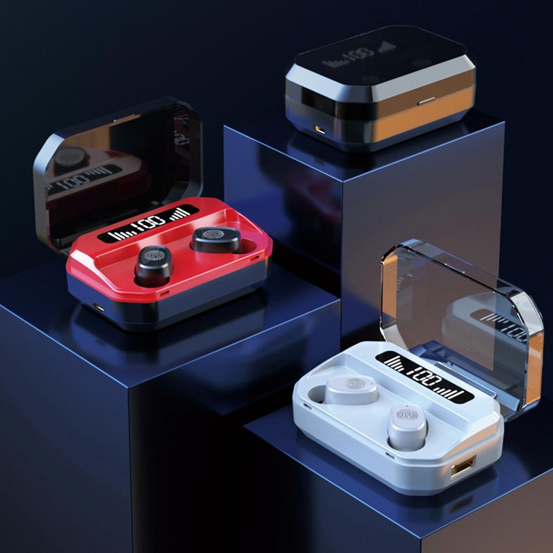 Wireless Bluetooth 5.0 Earbuds with Touch Display & Charging Case - White