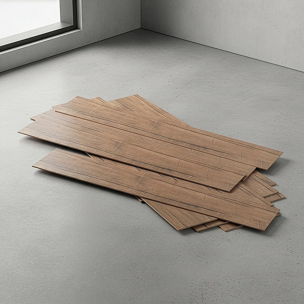 Vinyl Floor Tiles Self Adhesive Flooring Smoked Eucalyptus Wood Grain 16 Pack 2.3SQM
