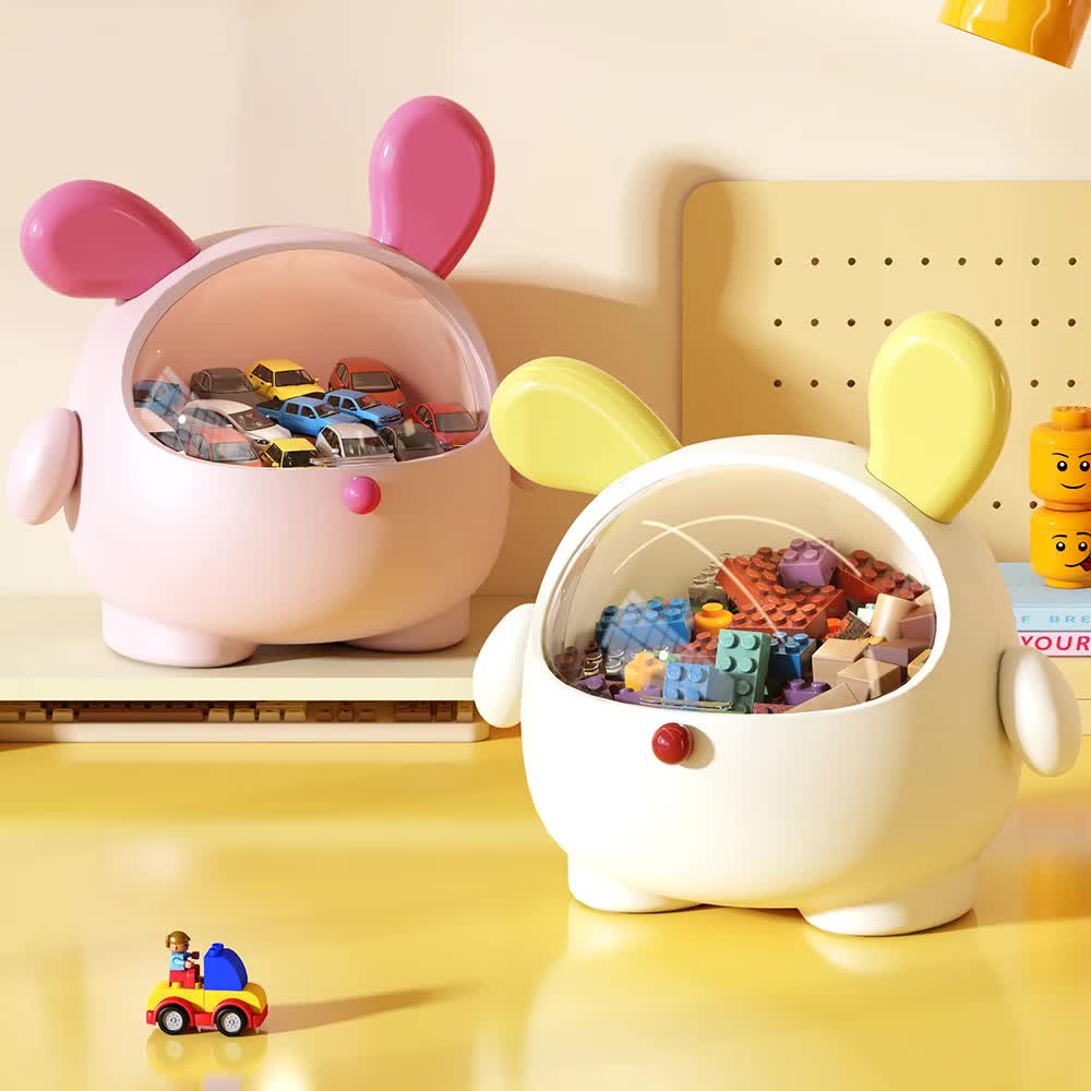 2PCS Pink + Rose red with polka dot Cute Puppy Desktop Bin with Lid - Mini Trash Can & Storage Organiser - Kawaii Office Decor for Vanity & Home Office