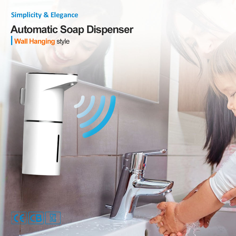 White Automatic Foaming Soap Dispenser - USB Rechargeable, Touchless Infrared Sensor