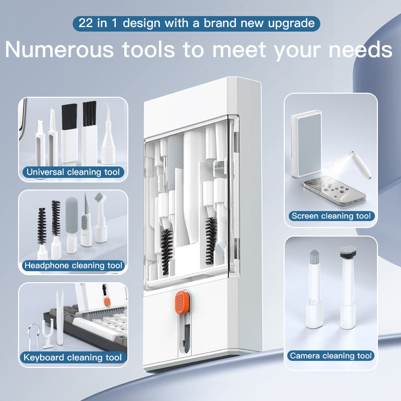 White 22-in-1 Electronics Cleaning Kit - for Keyboards, Airpods, Laptops, Cell Phones, Cameras