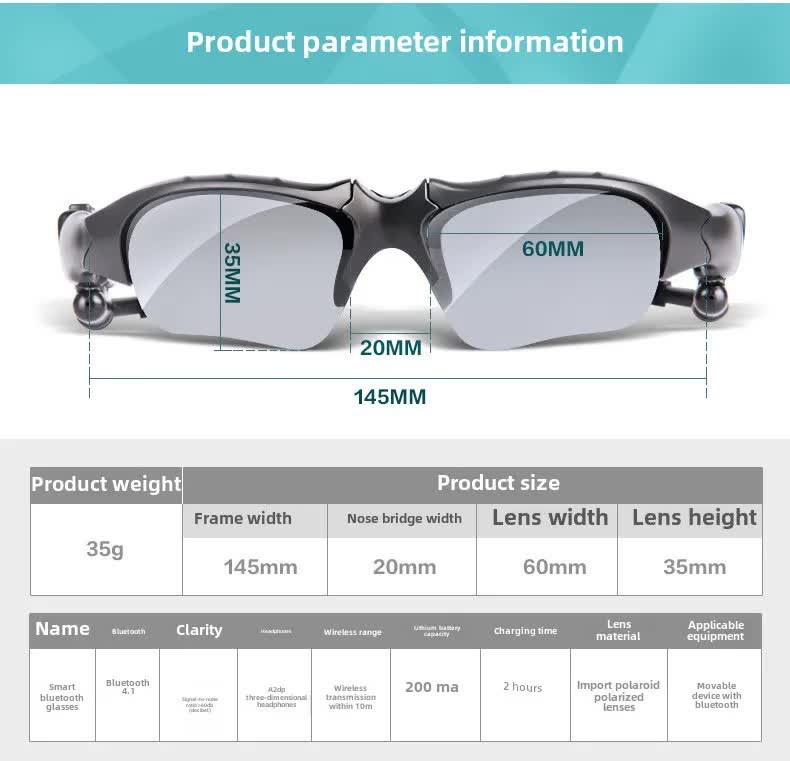 Yellow Bluetooth Sunglasses with Wireless Earbuds for Music and Calls