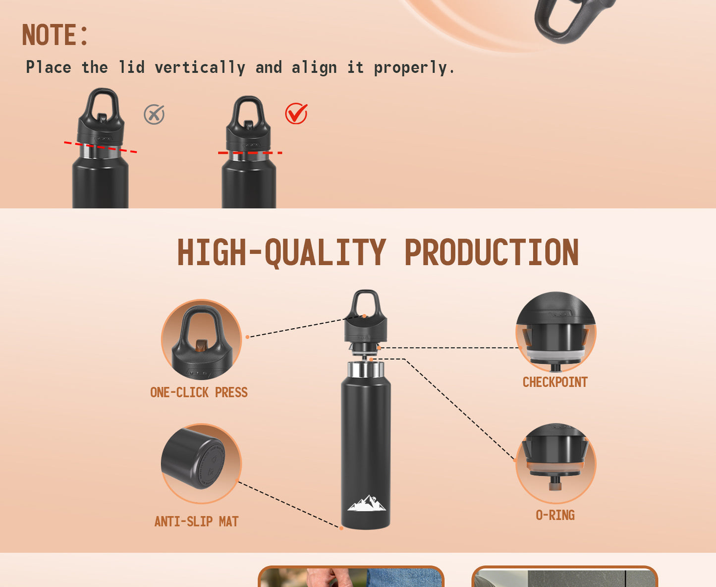 Yellow 480ml Insulated Stainless Steel Water Bottle - Leakproof One-Click Lid Thermal Flask for Hot & Cold Drinks