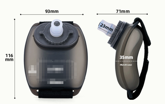 2-Pices Black Ergonomic Wearable Hydration Flask - Hands-Free Wrist Water Bottle for Running & Sports