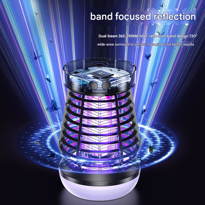 White Rechargeable 3-in-1 Bug Zapper Lantern - Portable UV Mosquito Killer with Camping Light & SOS Mode