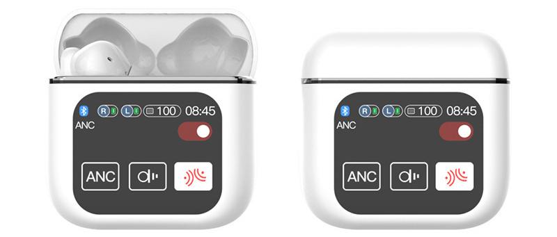 TWS Bluetooth Earbuds with 1.9 HD Touch Screen Case - ANC/ENC Noise Reduction(white)"