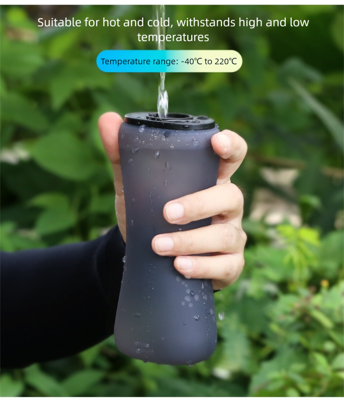 Yellow Collapsible Handheld Running Flask - 350ml Lightweight Silicone Water Bottle with Bite Valve