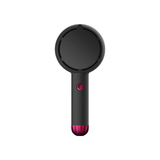 Black 2-in-1 Handheld Fan with LED Makeup Mirror - Portable USB Rechargeable Beauty Light Fan with Desktop Base - 3 Speed Quiet Airflow for Travel & Summer