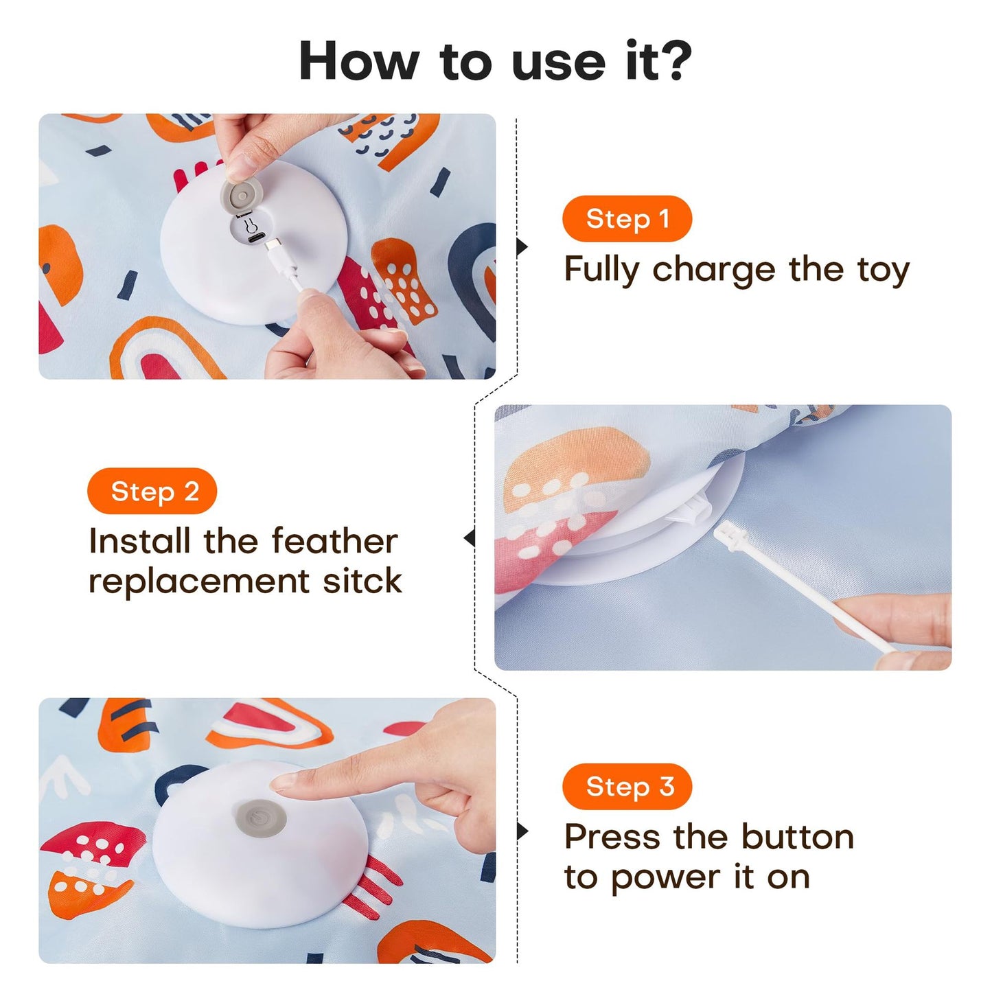 Yellow Interactive Cat Toys Rechargeable,Moving Concealed Feathers,Real Mouse Squeaky,Touch Activated Cat Kitten Toy Exercise Toys for Indoor Bored Adult Cats