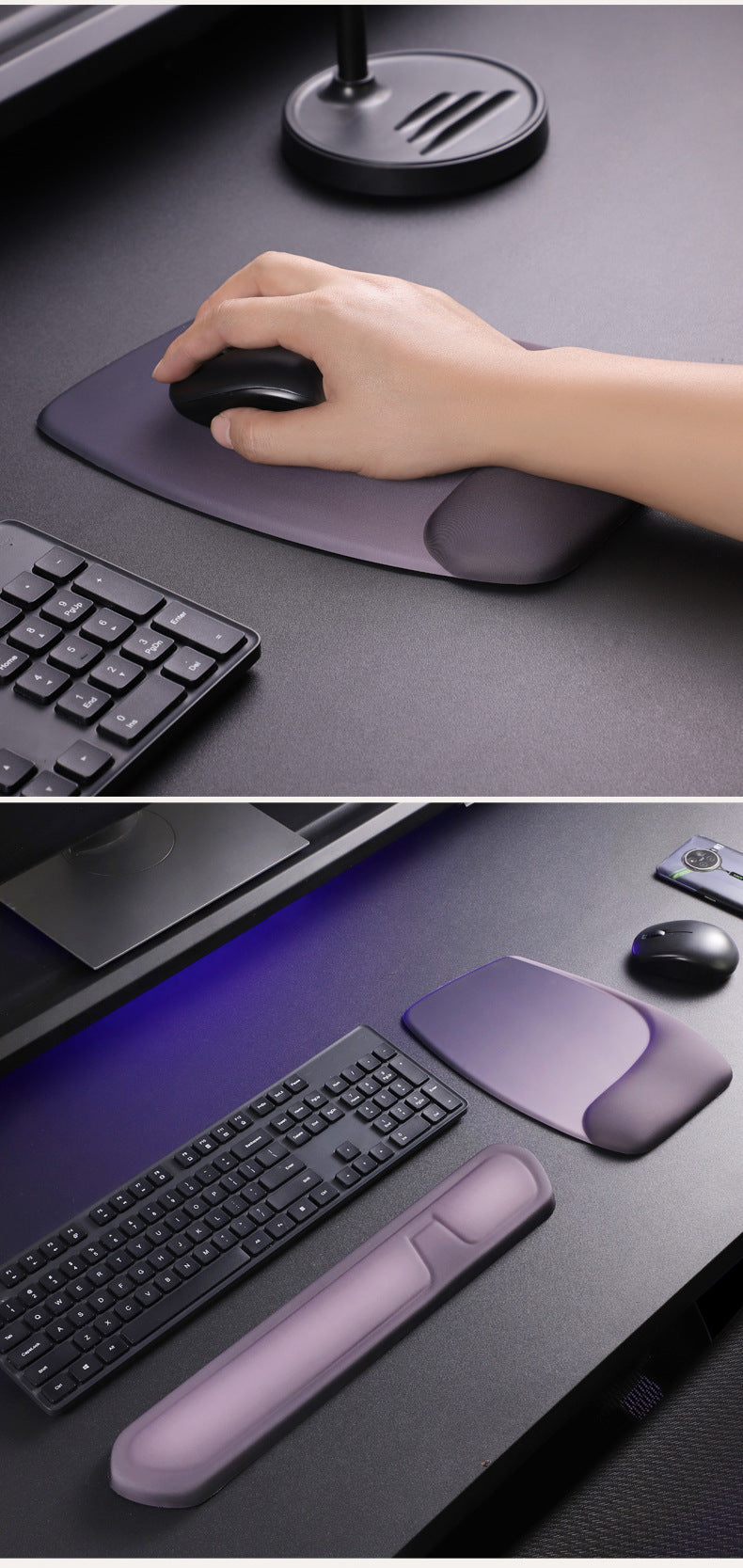 Yellow Comfortable Memory Foam Wrist Rest Set – Ergonomic Mouse Pad & Keyboard Hand Support for Office and Home Use