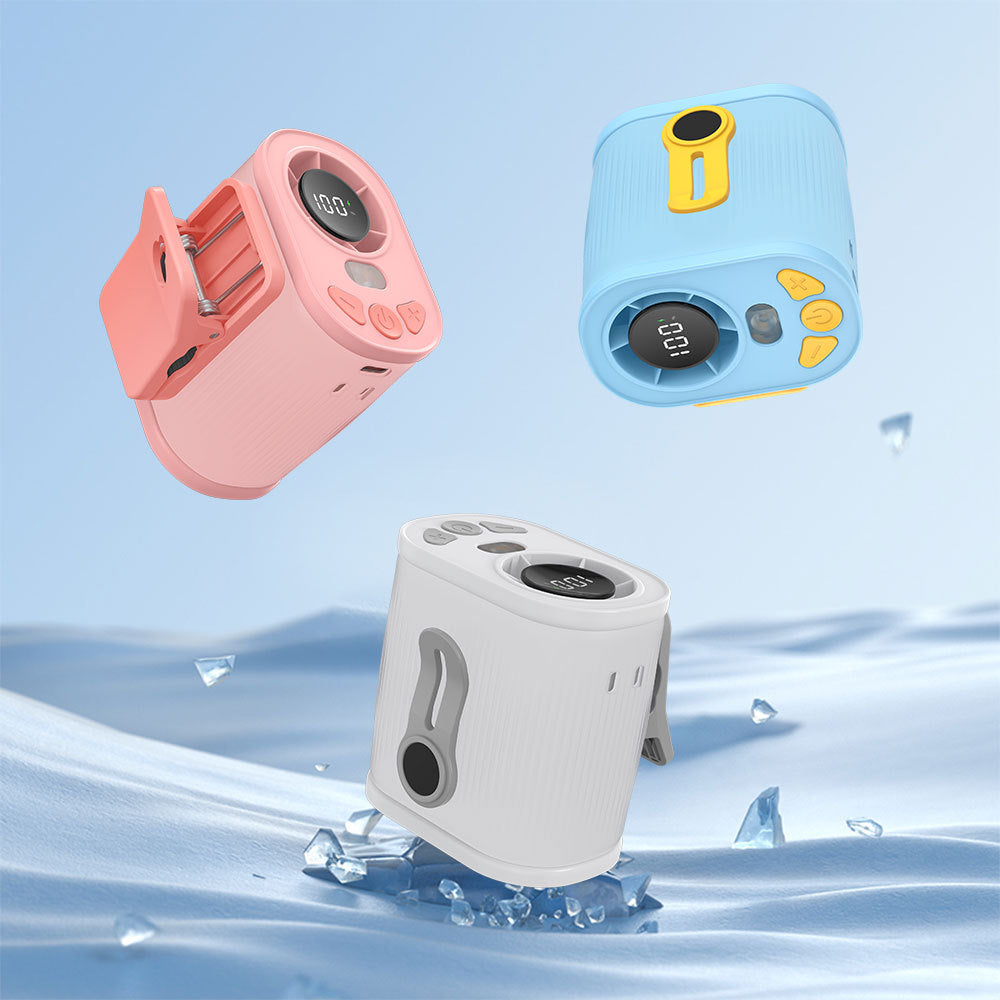 Beige High-Speed Mini Clip Fan with 360° Rotation – Portable, Rechargeable & Multi-Functional Cooling Solution