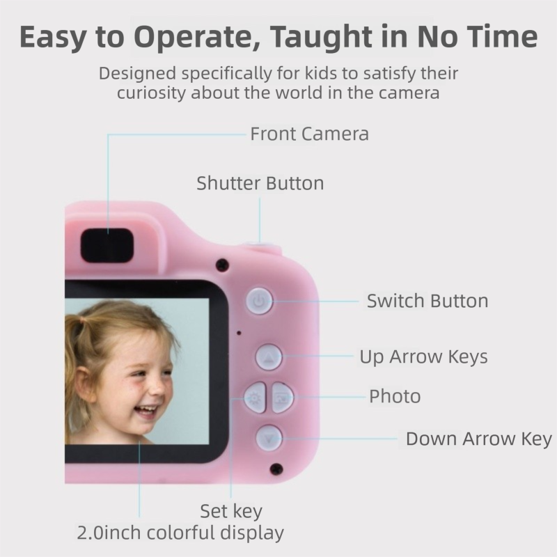 X2 Blue Single Lens Kids Cat Digital Camera - Multi-Functions With 20MP Interpolation, Photo & Multiple Filters, 1080P Video and Game