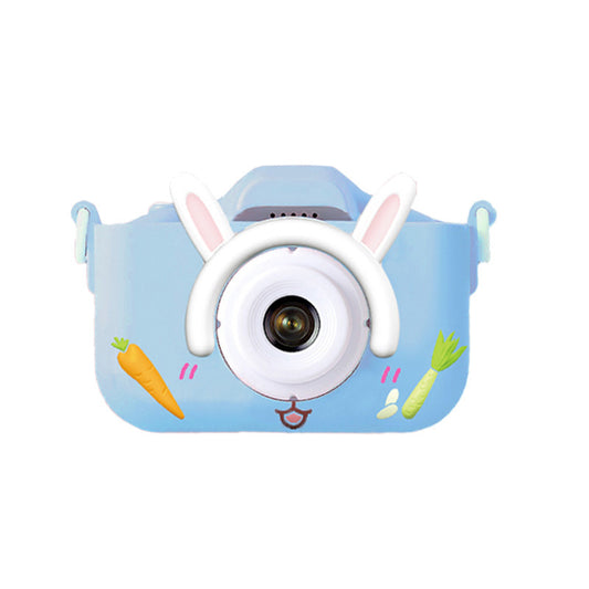 X2 Blue HD Dual Lens Kids Carrot Bunny Digital Camera - Multi-Functions With 20MP Interpolation, Photo & Multiple Filters, 1080P Video and Game
