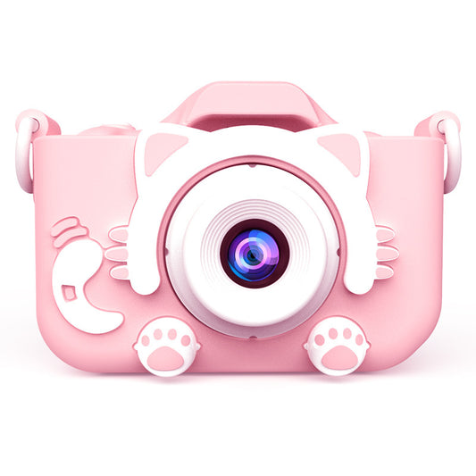 X2 Pink HD Dual Lens Kids Cat Digital Camera - Multi-Functions With 20MP Interpolation, Photo & Multiple Filters, 1080P Video and Game