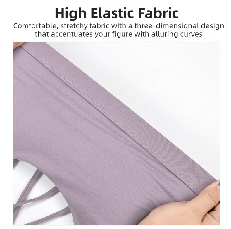 XL Size Purple Elegant Sexy Criss-Cross Back Sports Bra for Women - High Support & Anti-Shock, Wire-Free Yoga Crop Top with X-Shape Fine Strap
