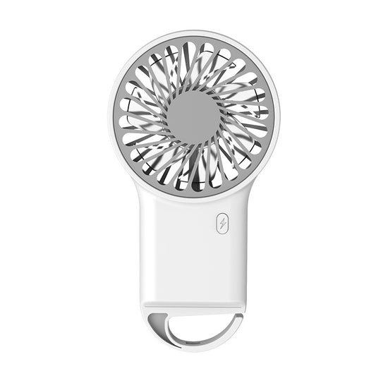2-PCS White New Portable Handheld Air Cooler Fan - Foldable Desktop USB Rechargeable Mini Fan with Climbing Buckle