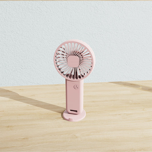 2-PCS Pink Portable USB Rechargeable Mini Handheld Fan with Desktop Base & Phone Stand - 3-Speed Quiet Operation