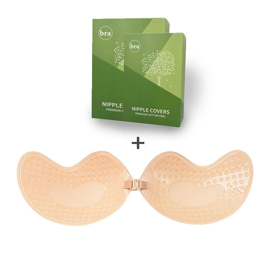 3-PCS Skin color Invisible Silicone Push-Up Bra - Reusable Adhesive Mango Breast Pasties with Breathable Design - Strapless Backless Self-Adhesive Nipple Covers for Women(Cup A)