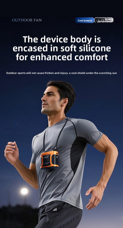 Waist Clip Fan 6000mAh Rechargeable Portable Personal Fan with Dual Outlet 13500RPM High Speed Airflow for Outdoor Work Orange