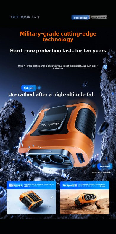 Waist Clip Fan 6000mAh Rechargeable Portable Personal Fan with Dual Outlet 13500RPM High Speed Airflow for Outdoor Work Green