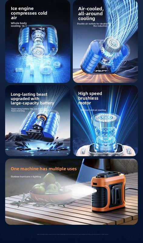 Waist Clip Fan 6000mAh Rechargeable Portable Personal Fan with Dual Outlet 13500RPM High Speed Airflow for Outdoor Work Gray