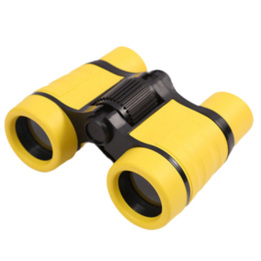 Yellow 6X30 Lightweight Kids Binoculars with Non-Slip Colorful Rubber Grips - Educational Outdoor Exploration Toy with Shoulder Strap