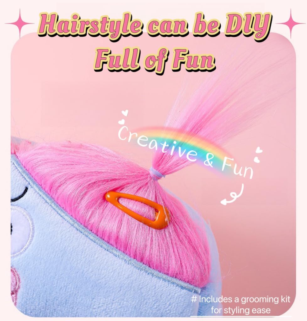 White Funny Plush Big Eye Monster Pencil Case with DIY Messy Hair Large Capacity Stationery Pouch for Australian Students and School Gift