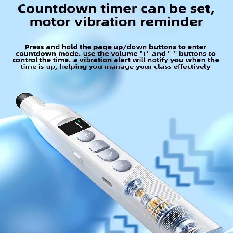 White Wireless Laser Presenter Remote with 55cm Retractable Pointer 2.4GHz PPT Clicker for Teachers and Office Meetings Rechargeable AU Stock