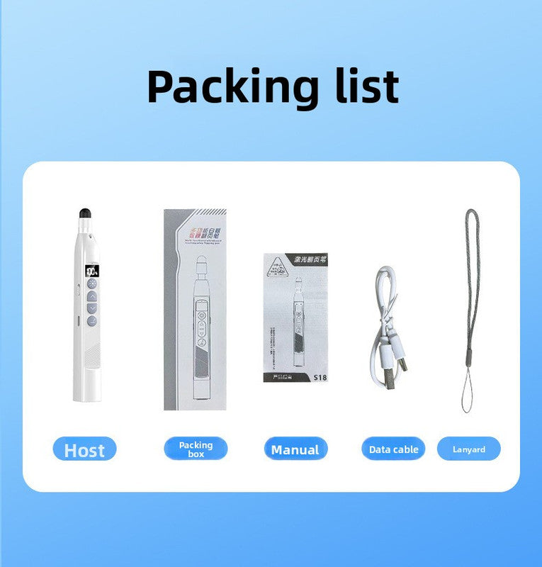 White Wireless Laser Presenter Remote with 55cm Retractable Pointer 2.4GHz PPT Clicker for Teachers and Office Meetings Rechargeable AU Stock