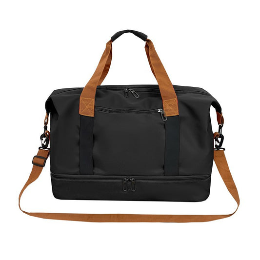 Black Large Capacity Travel Duffel Bag for Women with Yoga Mat Holder and Shoe Compartment Water Resistant Weekend Bag Ideal for Local Gym and Travel Use