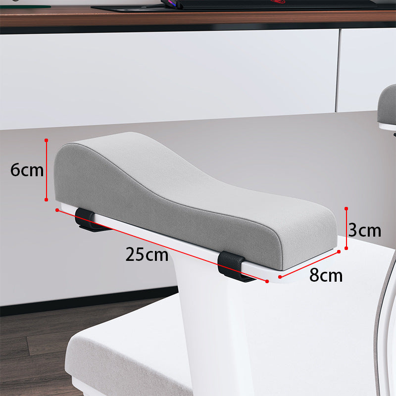 A pair of Ergonomic Chair Armrest Pads High Density Foam Elbow Support Cushion Grey Curved Design for Office & Gaming Chairs Relief Pressure Non-Slip Cover