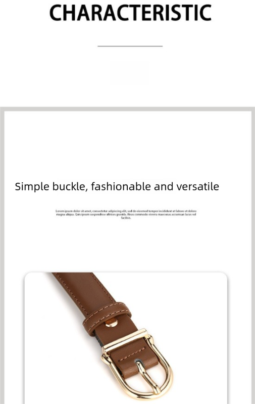 Women's Genuine Leather Thin Belt 2.3cm Width Minimalist Gold D-Shaped Buckle Casual Waist Strap for Jeans Dresses Coffee 105cm