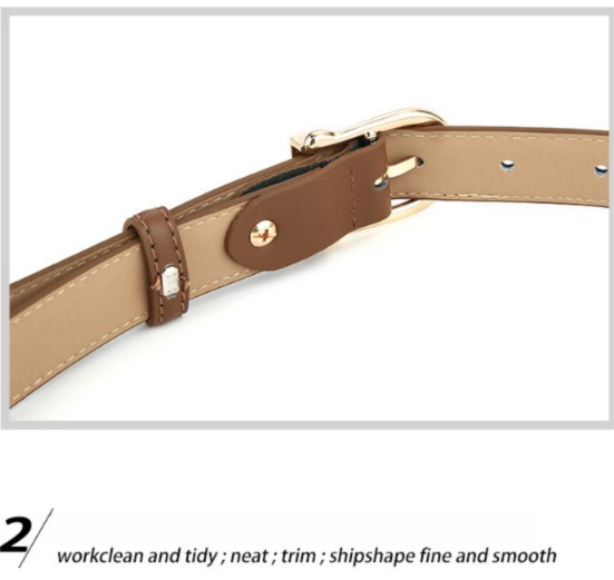 Women's Genuine Leather Thin Belt 2.3cm Width Minimalist Gold D-Shaped Buckle Casual Waist Strap for Jeans Dresses Coffee 105cm