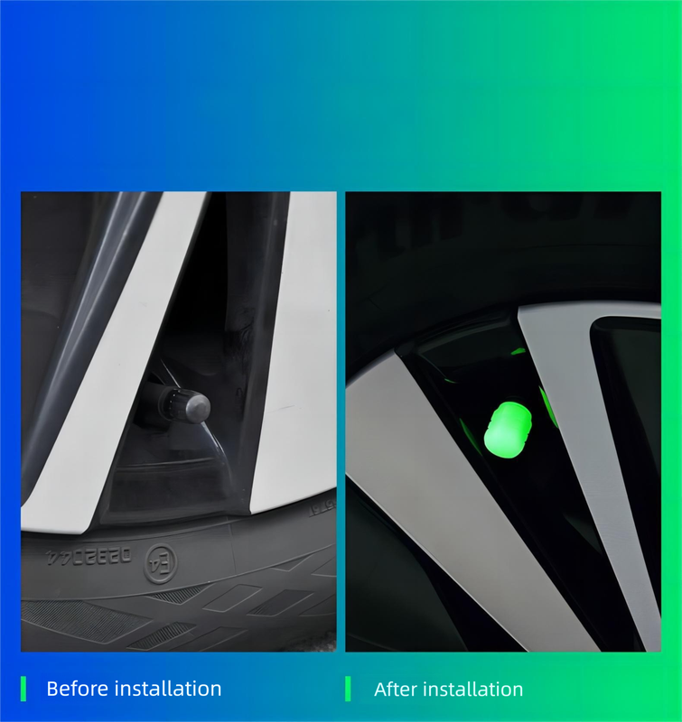 2 Packs of 4 Blue Luminous Tyre Valve Caps Glow in The Dark Universal Wheel Air Dust Covers for Cars Bikes Motorcycles Scooters One-Piece Design