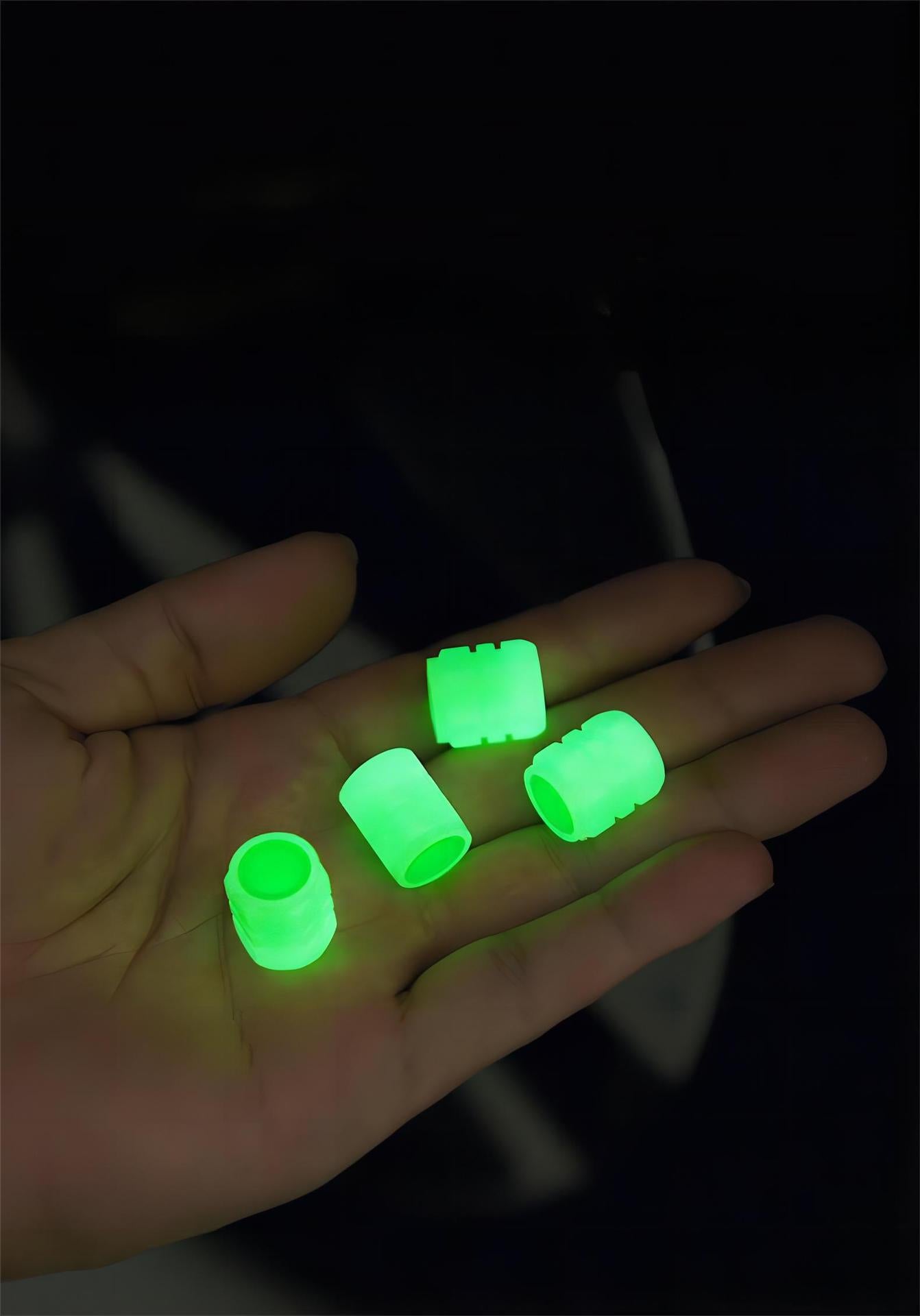 2 Packs of 4 Pink Luminous Tyre Valve Caps Glow in The Dark Universal Wheel Air Dust Covers for Cars Bikes Motorcycles Scooters One-Piece Design