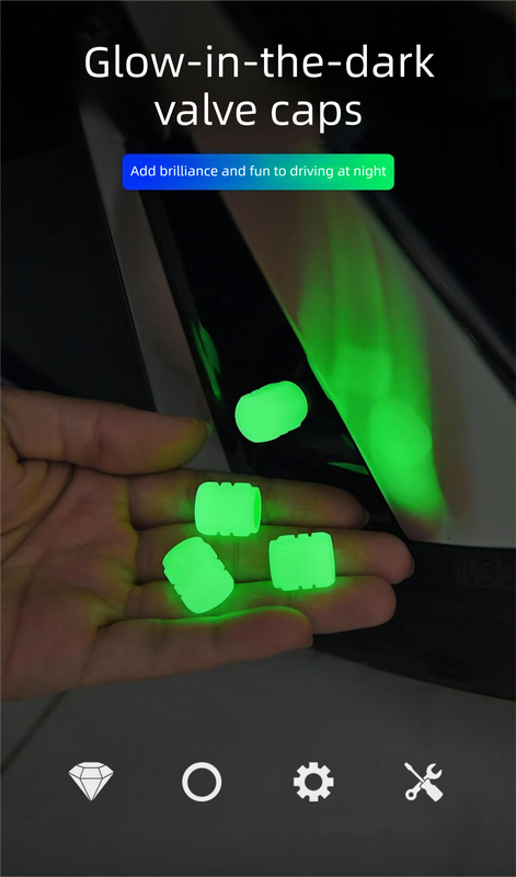 2 Packs of 4 Red Luminous Tyre Valve Caps Glow in The Dark Universal Wheel Air Dust Covers for Cars Bikes Motorcycles Scooters One-Piece Design