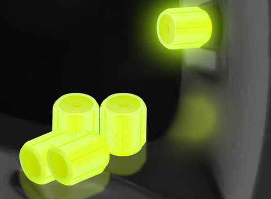 2 Packs of 4 Yellow Luminous Tyre Valve Caps Glow in The Dark Universal Wheel Air Dust Covers for Cars Bikes Motorcycles Scooters One-Piece Design