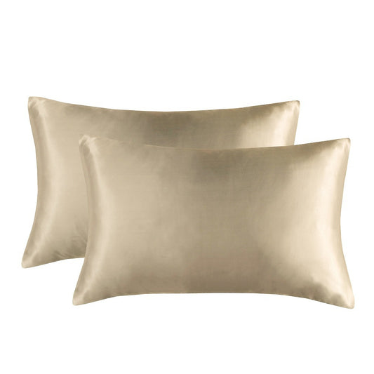 1-Pair Champagne Luxury Satin Silk Pillowcase for Hair and Skin - Smooth Cooling Pillow Cover with Envelope Closure - Queen (20x30")