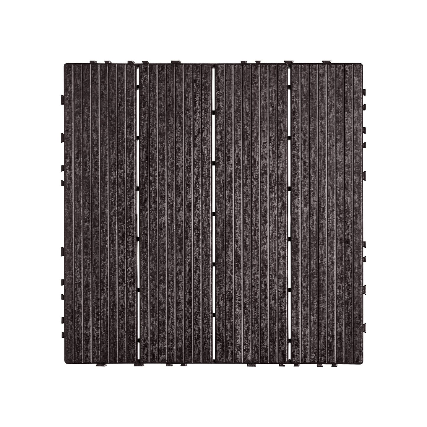 VEVOR Interlocking Deck Tiles, 10 Pack,12"x12" 10 sq. ft Plastic Waterproof Outdoor Flooring All Weather Use, Patio Floor Decking Covering Tiles for Porch Poolside Balcony Backyard, Dark Brown