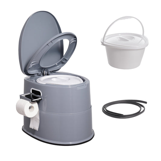 VEVOR Portable Toilet for Camping, Porta Potty with 5L Detachable Inner Bucket & Removable Paper Holder, Commode with Dual Lids, Travel Toilet for Adults Kids Outdoor Camping Car Long Road Trips